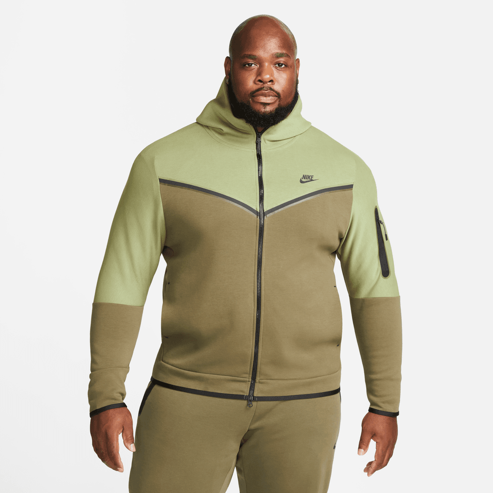 Nike Sportswear Full Zip Hoodie Tech Fleece Cotton Green Olive
